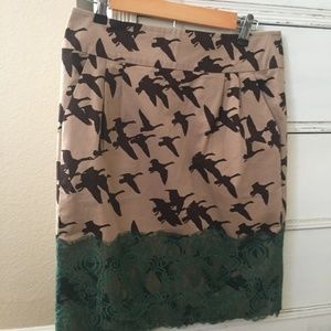 Anthropologie skirt leifedottir 4 small birds lace